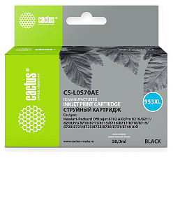 Картридж струйный Cactus CS-L0S70AE №953XL черный (58мл) для HP OJ Pro 7740/8210/8218/8710/8715