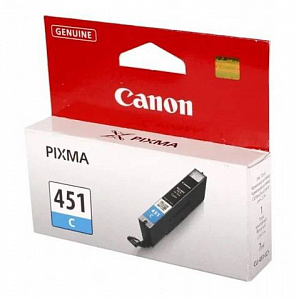Струйный картридж CLI-451C (6524B001) для Canon PIXMA MG, MX, iP и iX, голубой, 7 мл, 330 стр.