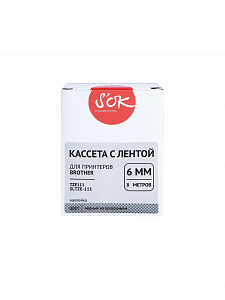 Кассета с лентой S'OK by Sakura Printing TZE111 для Brother, черный на прозрачном, 6мм/8м, наклейка