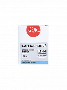 Кассета с лентой S'OK by Sakura Printing TZE531 для Brother, черный на синем, 12мм/8м, наклейка