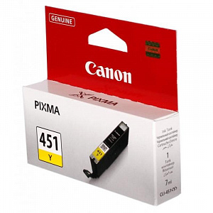 Струйный картридж CLI-451Y (6526B001) для Canon PIXMA MG, MX, iP и iX, желтый, 7 мл, 330 стр. 