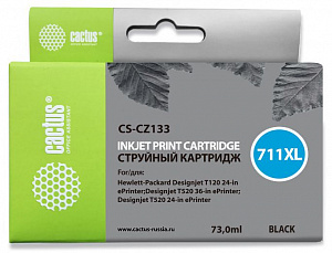 Картридж струйный Cactus CS-CZ133 №711 черный (73мл) для HP DJ T120/T520