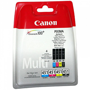 Комплект струйных картриджей CLI-451 (6524B004) для Canon PIXMA MG, MX, iP и iX, голубой/ пурпурный/желтый, 330 стр.