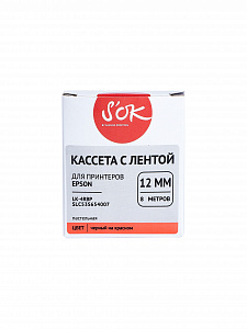 Кассета с лентой S'OK by Sakura Printing C53S654007 ( LK-4RBP) для Epson, черный на красном, 12мм/8м, пастельная