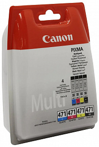 Комплект струйных картриджей CLI-471 (0401C004) для Canon PIXMA MG и TS, черный/голубой/пурпурный/желтый, 350 стр. 