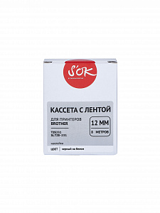 Кассета с лентой S'OK by Sakura Printing TZE231 для Brother, черный на белом, 12мм/8м, наклейка