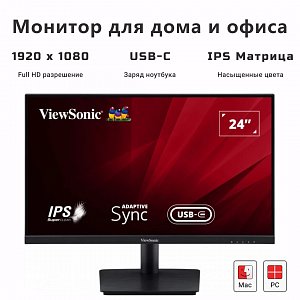 24" Монитор для дома и офиса ViewSonic VA2409-MHU IPS экран Full HD