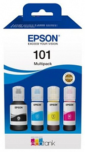 101 Чернила оригинальные Epson C13T03V64A мультипак, черный 127 мл., голубой, пурпурный, желтый - 210 мл