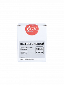 Кассета с лентой S'OK by Sakura Printing TZE241 для Brother, черный на белом, 18мм/8м, наклейка