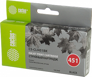 Картридж струйный Cactus CS-CLI451BK черный (10.2мл) для Canon MG6340/5440/IP7240