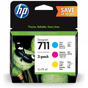 Струйные картриджи 711 (P2V32) для HP DesignJet, голубой/пурпурный/желтый, 3 шт. по 29 мл
