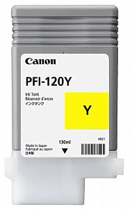 Струйный картридж PFI-120Y (2888C001) для Canon imagePROGRAF TM-200/205/300/305, желтый, 130 мл, 500 стр.