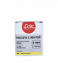 Кассета с лентой S'OK by Sakura Printing C53S653002 (LK-3YBP) для Epson, черный на желтом, 9мм/8м, пастельная