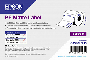 Рулон самоклеящихся этикеток Epson C33S045715 PE Matte Label, 109 г/м2, 76 x 51 мм