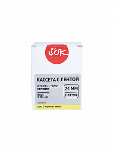 Кассета с лентой S'OK by Sakura Printing TZE651 для Brother, черный на желтом, 24мм/8м, наклейка