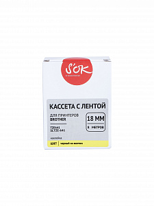 Кассета с лентой S'OK by Sakura Printing TZE641 для Brother, черный на желтом, 18мм/8м, наклейка